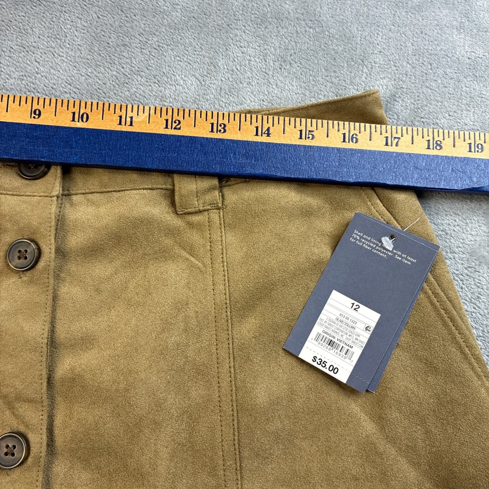 NWT Universal Thread Women's Size 12 Tan Faux Suede Button Front Midi Skirt - Picture 7 of 16